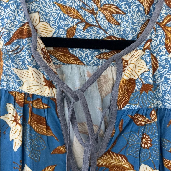 Ulla Johnson Blue and Brown Floral Blouse size 4 - Picture 4 of 8